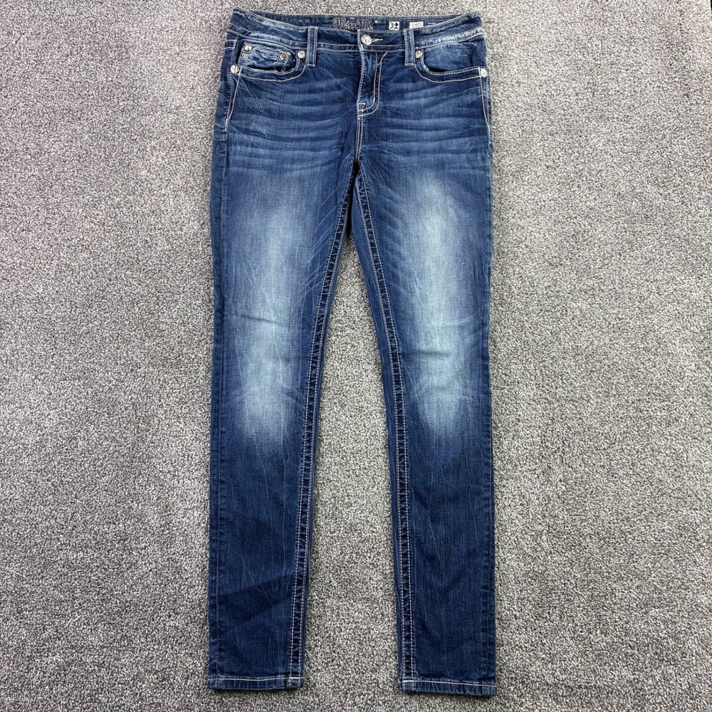 Miss Me Standard Skinny Jeans Women's 31 Blue Denim Wing Embellished JP7306S2